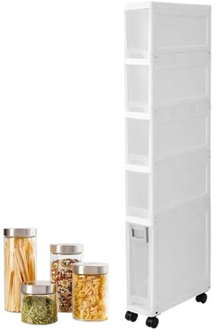 Schmaler Badezimmerschrank – mit Schubladen, Küchenschrank mit Rollen – für Wohnzimmer, Waschküche, Eingang, Schlafzimmer, Ecke, Büro, Theke, Waschbecken, Kühlschrank, Toilette