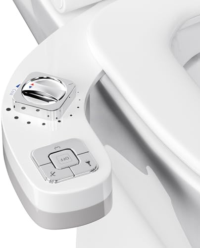 Kotsy Bidet Aufsatz für Toilette, Nicht Elektrisch Bidet Toilettenaufsatz Bidet Mit Einziehbare Selbstreinigende Dual Nozzle Einstellbarer Bidet Druckschalter für Kaltes Wasser für Feminine Wash