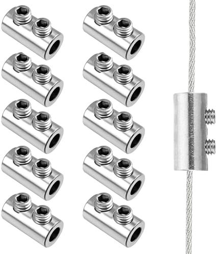 10 Pezzi Morsetti Serracavo Duplex in Acciaio Inox | Morsetto a Doppio Foro per Fune Metallica da 1,5-2 mm | Morsetti a Vite per Fissaggio Cavi, Stendibiancheria e Nautica | Alta Resistenza