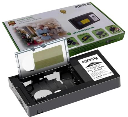 ottosing 2026 New Motorized VHS-C to VHS Cassette Adapter Compatible with VCR Players, Convert VHS-C Tapes to Standard VHS (Not for 8mm/MiniDV/Hi8)