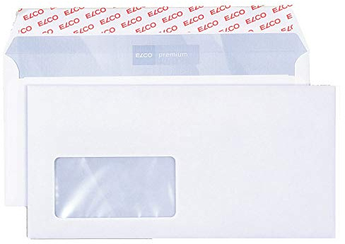 Elco 74465.12 Office Verpackung mit 25 Briefumschläge/Versandtasche, Haftklebeverschluss, C5/6 DL, 80g, weiss, Fenster: ja