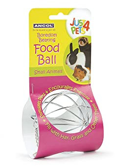 Ancol Just 4 Pets Food Holder Ball Toy - Clear - Interactive Treat Dispenser Safe Non Toxic Chewable Fun Activity Accessory for Small Animals