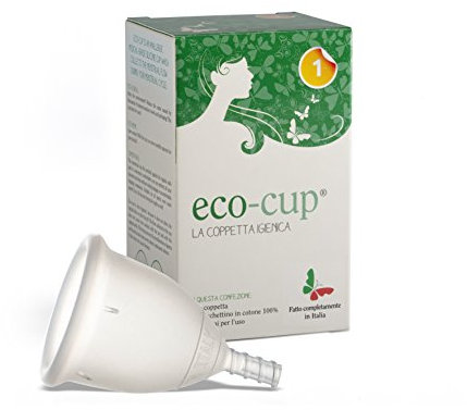 Eco-Cup, Coppetta Mestruale Made in Italy, Coppetta Mestruale in Silicone Medicale, Comoda, Ecologica, Economica, Riutilizzabile, Trasparente, Taglia 1