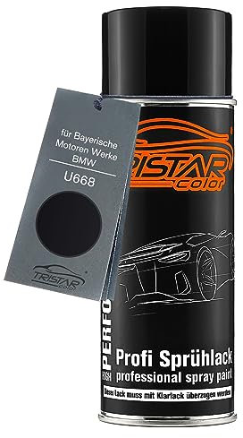TRISTARcolor Autolack Spraydose für Bayerische Motoren Werke/BMW U668 Glanzschwarz/Schwarz II Basislack Sprühdose 400ml