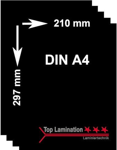 100 Blatt DIN A4 schwarzes Papier 170g/m² von Top Lamination - Tonkarton komplett durchgefärbt Tonpapier