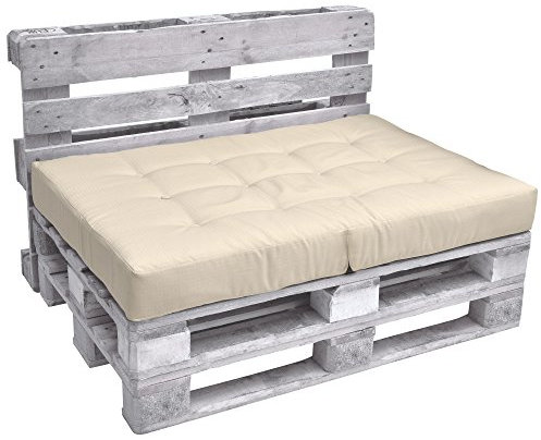 Beautissu Palettenkissen Outdoor Sitzkissen 120 x 80 cm – Auflagen für Paletten Europaletten Palettensofa Palettenmöbel Balkon Palettenpolster Garten Lounge Kissen Outdoor Beige – Elements