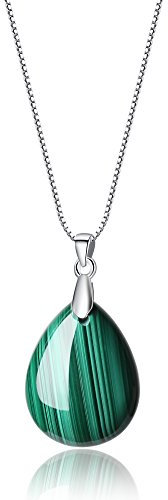 COAI Geschenkideen Damenkette Glückskette aus Malachit Tränen der Engel Anhänger 925 Sterling Silber Halskette