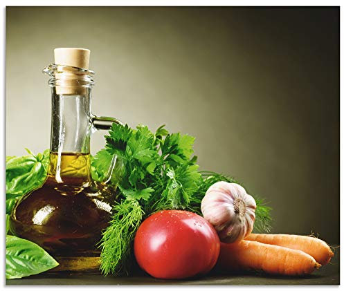 ARTland Spritzschutz Küchenrückwand aus Alu für Küche Herd Spüle 60x50 cm (BxH) mit Motiv Italien Essen Lebensmittel Kräuter Gemüse Gewürze Grün T5LT