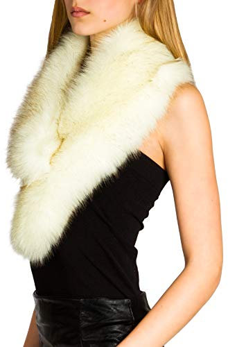 Caspar STO001 Damen Kunst Pelzkragen, Größe:One Size, Farbe:creme weiss