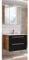 Lomadox Badmöbel Waschplatz Set, seidenmatt anthrazit mit Wotan Eiche Nb., 81 cm Waschtisch-Unterschrank mit Keramik-Waschbecken, LED-Spiegelschrank