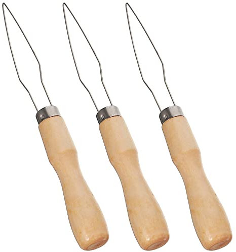 Healifty 3pcs Button Hook Wooden Handle Wire Loop Pull Through Button Helper Button Assist Device for Men Women Elderly