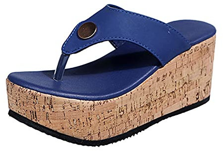 Sandales Femmes avec Plateforme Talon compensées Été Plage Vacances Décontractée Tongs Pas Cher À La Mode Grande Taille Nu Pieds Chaussons Antiderapant