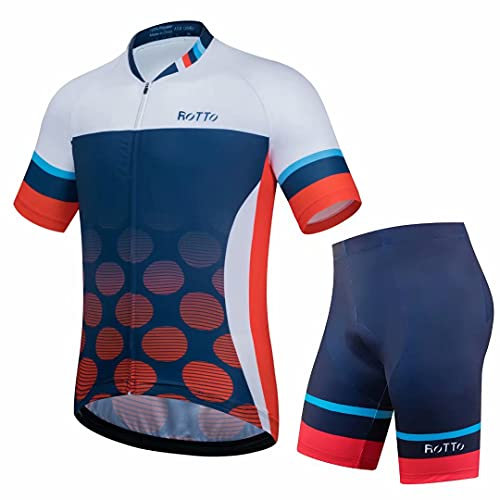 ROTTO Radtrikot Herren Set Kurzarm Fahrradtrikot und 3D Gepolsterte Radhose Rennserie
