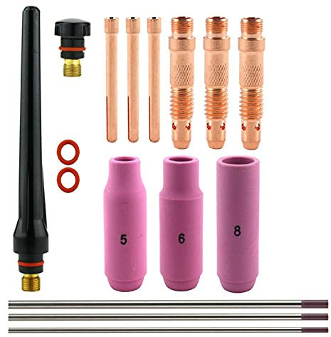 Accessori per saldatura TIG WP-26, attrezzatura per saldatura ad arco di argon, ugello in ceramica con manicotto adattatore, per torcia di saldatura TIG WP17/18/26, set di 16