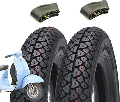 2 Reifen Deestone 3.50 – 10 + Schläuche für Piaggio Vespa PX 125 150 200 Arcobaleno, Autoreifen