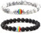 Deautie Distanz Armbänder, 2 Stück Set Gay Pride Armband, Partner Armbänder Energiearmband, Regenbogen Streifen Pride Schwul Homosexual Homosexuell Lava Türkis Stein Mala Kugel Perle, Herren,Damen