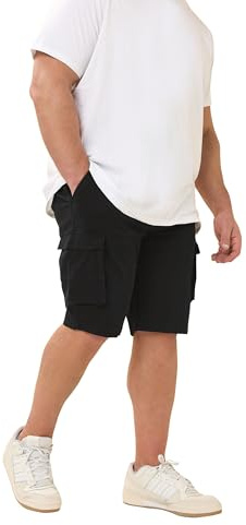 BadRhino Big & Tall Stretch Cargo Shorts - Men's - Plus Size Curve Black