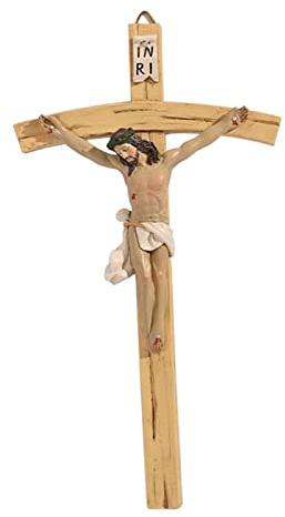chiwanji 8.7 Wie Holzharz Jesus INRI Wandkreuz Kruzifix Handbemalte Katholische