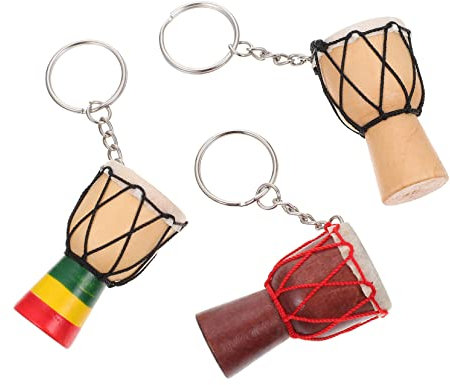 3st Djembe-anhänger Für Musikliebhaber Trommel Als Schlüsselanhänger Tasche Schlüsselanhänger Mini Afrikanische Trommeln Reisen Charme Schaffell Taschenanhänger