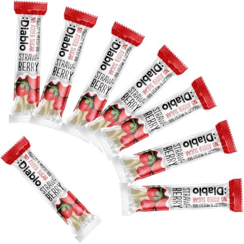Diablo Yoghurt & Muesli Bar – No Added Sugar Healthy Snacks Breakfast Bar Sweetened with Maltitol, Low Sugar Snacks Food, Great for Gifting, Work, School, or Travel – Strawberry, 30g Each (Pack of 8)