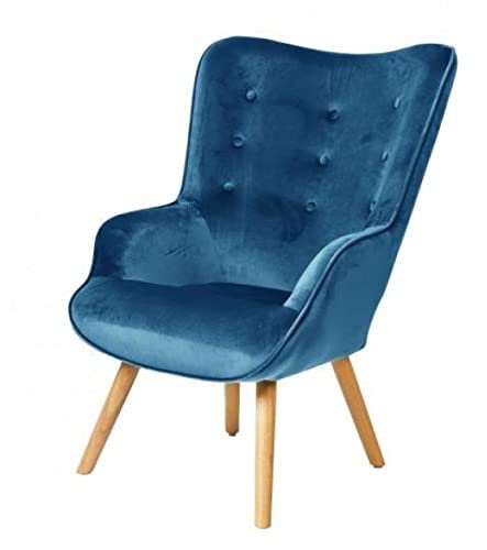 North Fauteuil scandinave en Velours 72x65xH99CM (Bleu Roi)