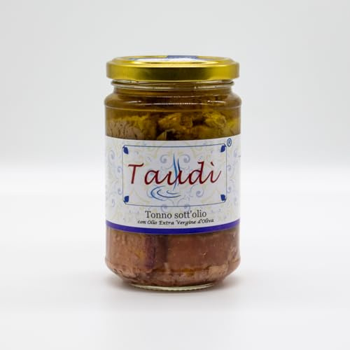 Thunfisch in Öl Taudì - Thunfisch in italienischem Olivenöl im Glas - Hohe Qualität und authentischer Geschmack der sizilianischen Tradition 280g