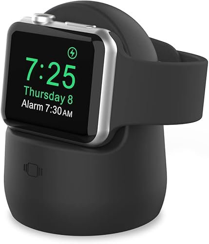 AHASTYLE Supporto di Ricarica Silicone per Apple Watch Supporto per Apple Watch Ultra 2, Ultra, SE2, SE, Series 10 9 8 7 6 5 4 3 2 1 (49/46/45/44/42/41/40/38mm)【Adattatori NON inclusi】(Nero)