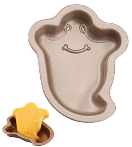 Keepatyart Stampo per torta a forma di fantasma di Halloween, 14 cm, con rivestimento antiaderente, vassoio da forno per torte di Halloween, cioccolato, fondente, dolci