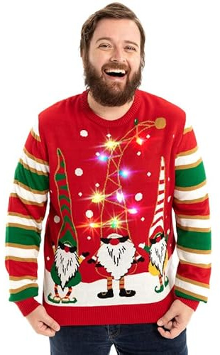 OFF THE RACK Unisex Herren Damen Weihnactspullover Lustig LED Leuchtende Ugly Christmas Sweater Strickpullis für Weihnachten