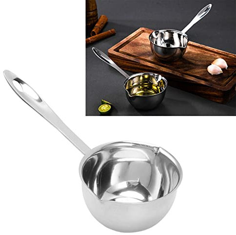 Chauffe Beurre, Tout en Un Fond Plat à Induction Pot à Lait en Acier Inoxydable Mini Fondoirs Casserole avec Bec Verseur Ustensiles de Cuisine Professionnels avec Manche Long