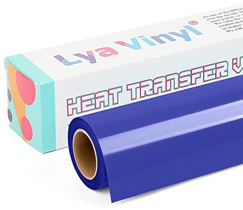 Lya Vinyl Sapphire Blue Heat Transfer Vinyl 12 x 10ft Sapphire Blue Iron on Vinyl Roll for Cricut, Silhouette Cameo, Premium HTV for DIY Clothes, Bags, Shoes and Other Textiles