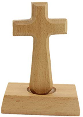 BESPORTBLE 1stk Kreuz Holz Holzkreuz Für Holzkreuze Zum Basteln Jungen Christliches Katholisches Kreuz Stehendes Einfaches Kreuz Cross Decor. Kreuz Mit Sockel Standkreuz Dekoration Jesus Kind