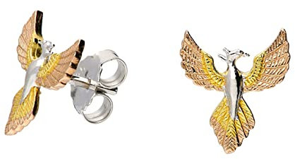 Kiara Jewellery 925 Sterling Silver 2 Tone Gold Plated Phoenix - Phönix Bird Stud Earrings.