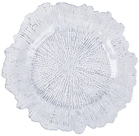 Brightalk 6Pcs Reef Charger Plates, Plastic Dinner Plate Chargers Round Server Ware, Clear