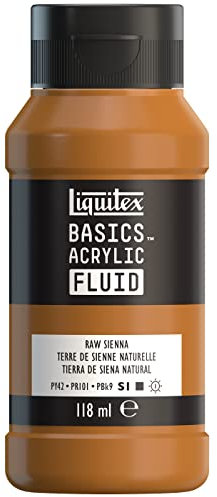 Liquitex 8870407 Basics Fluid - Peinture acrylique à consistance fluide, à séchage rapide, résistante à la lumière, imperméable, à base d'eau, Flacon de 118 ml, Terre de Sienne Naturelle
