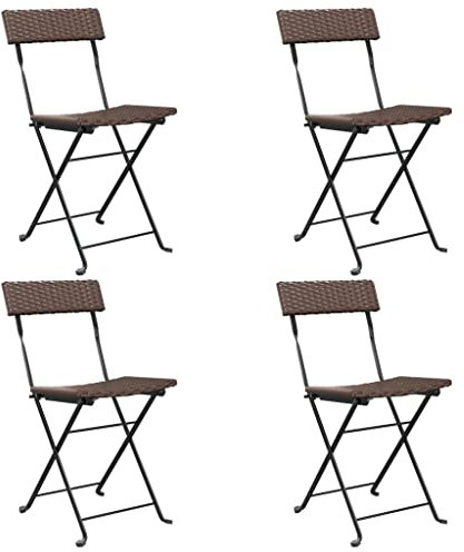vidaXL Bistrostühle 4 STK., Bistrostuhl Klappbar Stahlrahmen, Klappstuhl für Garten Terrasse, Gartenstuhl Terrassenstuhl, Braun Poly Rattan Stahl