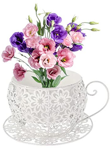 Plant Pots, Flower Pots Coffee Saucer Teacup Garden Planter Vintage Succulent Plant Holder White