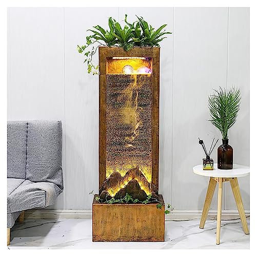 Water Fountain With LED Pump,Garden Water Features,Outdoor Waterfalls Fountains With Led Lights,Large Outdoor Fountain Square Garden Tall Patio Outdoor,for Deck Yard Home Backyard Office ( Color : B ,