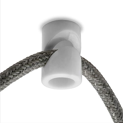 Amarcords - 5 décentrateurs de crochets de plafond pour lampes et suspensions. Crochet de plafond vertical abattant avec réglage par câble apparent - Décentraliseur de câble électrique couleur BLANC