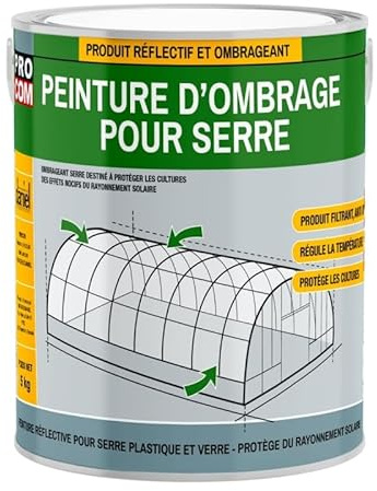 Peinture d'ombrage pour serre classique, durée d'ombrage 8 mois, produit filtrant pour serre verre et plastique PROCOM 5 Kg