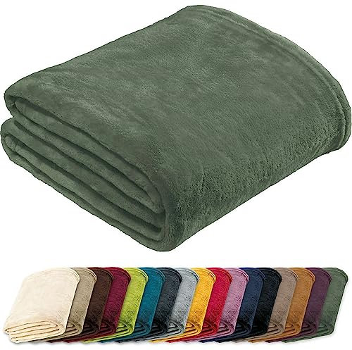 REDBEST Microfaserdecke Amarillo, Fleece-Wohndecke, Sofadecke Salbei Größe 150x200 cm - kuscheliger Teddyfleece, extra weich warm, pflegeleicht, waschbar