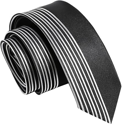 Yongchuantie Modische 6 cm schmale Krawatte für Herren, Business, Freizeit, Hochzeit, Party, Krawatte, 6 cm, symmetrische Krawatte mit Geschenkbox, Schwarze weiße Linie, Standard