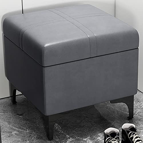 WestUx Sitzhocker mit Stauraum,Kunstleder Kleiner Fußhocker Sitzcube als Fußablage mit Deckel leicht zu reinigen für Wohnzimmer, Schlafzimmer,B,40x40x42cm(16x16x17inch)