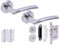 HANDLEZONE® Columba Premium Door Handles on Rose Bathroom Lock Pack with 75mm Ball Bearing Hinges and 76mm Lock - Dual Polished/Satin Chrome
