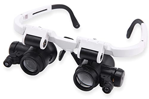 osiuujkw Förstoringsglasögon med LED-ljus Handsfree Juvelerare Magnifier Glasögon Upplyst urmakare Lupp elektronisk reparation