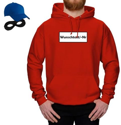 Jimmys Textilfactory Hoodie Panzerknacker & Tütü Karneval Kostüm-Set Tüllrock XS-5XL Herren Verkleidung Fasching Outfit Rosenmontag JGA, Größe:L, Set Klassik, Logo: Wunsch-Nr