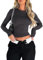 Women's Basic T-Shirt Long Sleeve Crop Top Slim Fit Tops Casual Crew Neck Tee Shirt Long Sleeve (UK, Alpha, M, Regular, Regular, Drak Grey)