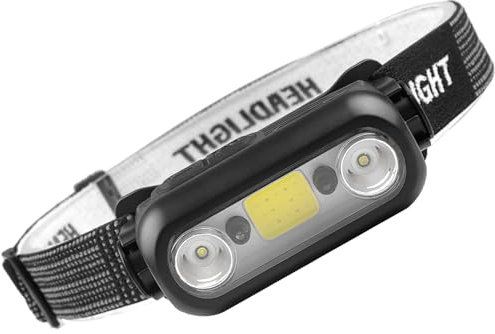 Kinberry Headlamp Rechargeable,6 Lighting Modes LED Headlight with Motion Sensor for Adults Waterproof Lightweight Head Flashlight for Hiking Outdoor Camping