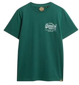 Superdry Herren Heritage T-Shirt mit Vintage-Logo auf der Brust Bengreen Meliert M
