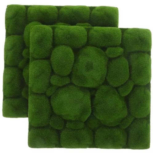 Alipis kunstmoos Moos-Wandpaneel 2 Stück Künstliches Moosbrett Künstliche Graspflanzen Stein Künstliches Wandhintergrund Simulationsmoos-Ornament Dekorative Moos-Wandfliesen Pflanzenwand Indoor 30CM